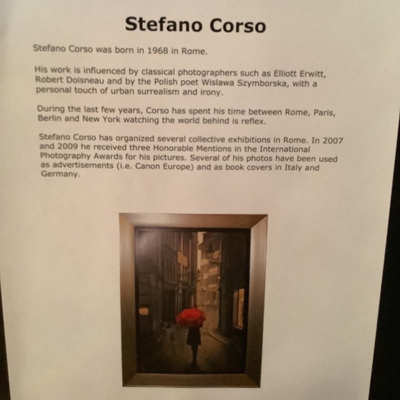 Framed picture Stefani Corso Red Rain textured 30”x41” girl with red umbrella. - Picture 3 of 4